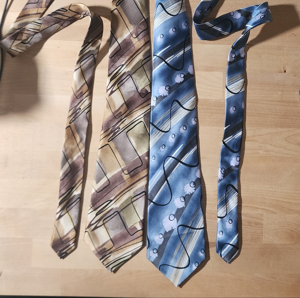 Lot of 2 Vintage 61” Silk Jerry‎ Garcia Ties Men’s Abstract Hand Hold & Border